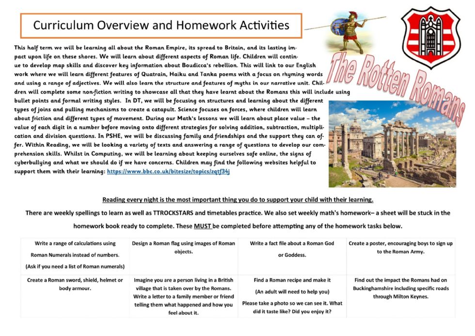 Year 3 and 4 Curriculum Overview and Home Learning for Spring 2