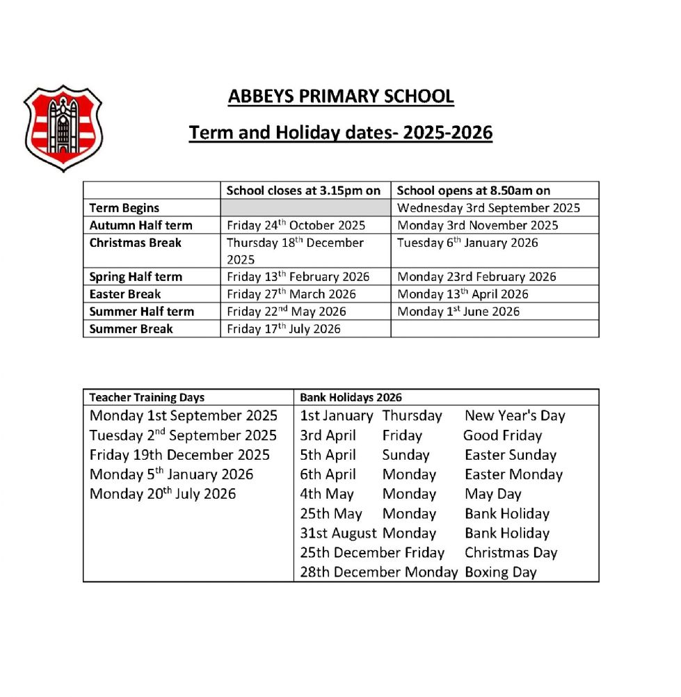 2025-2026 Term Dates